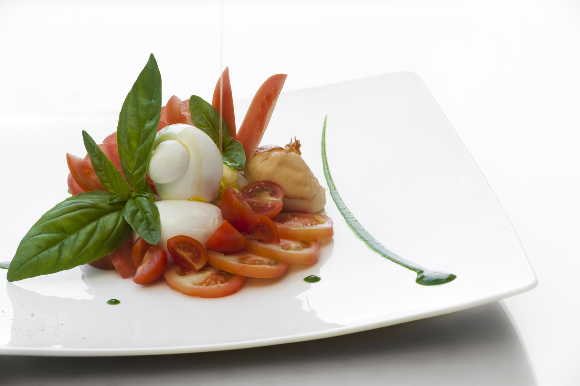 Close-up of plated modern Italian cuisine