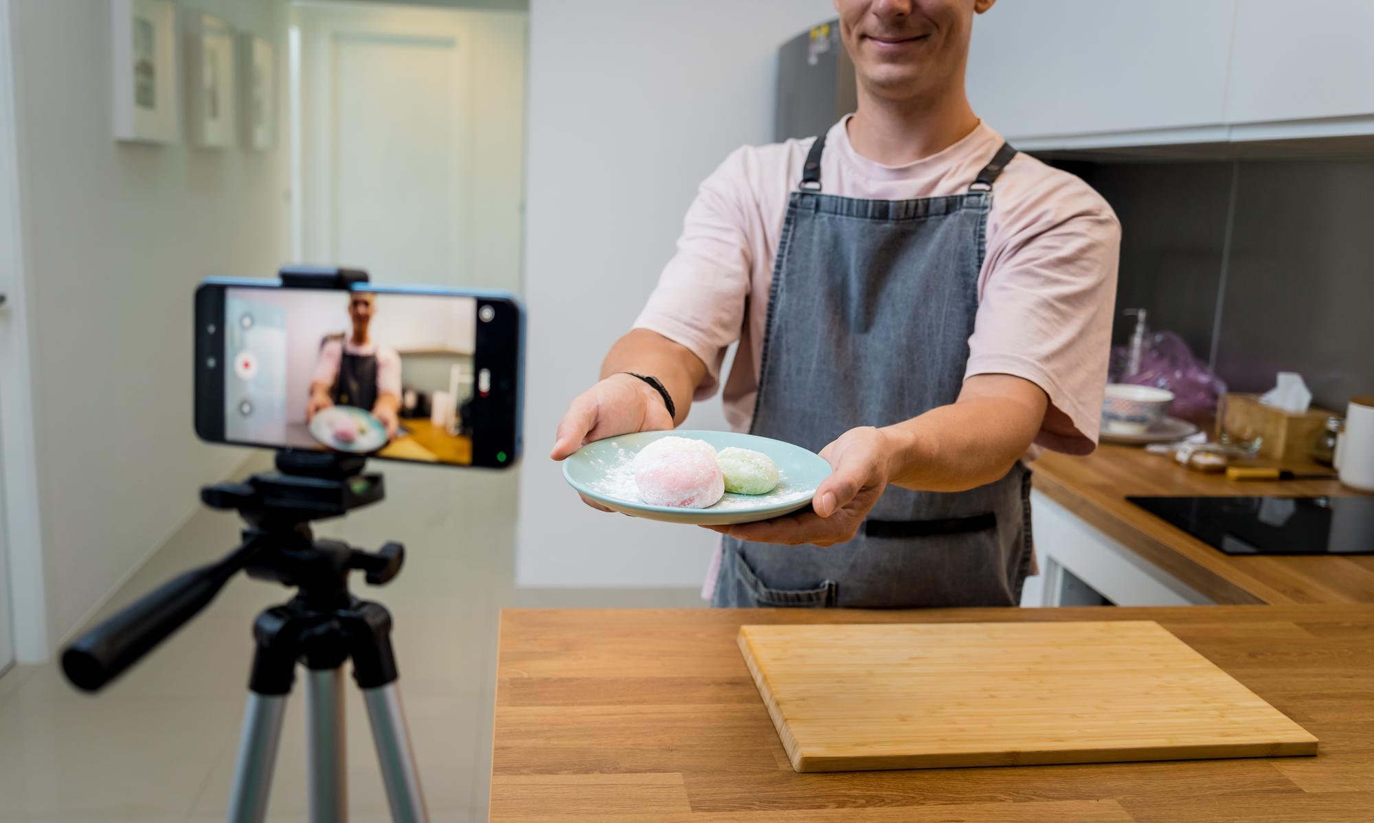 Instructor showing knife technique via video call